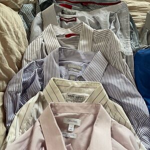 Calvin Klein Men's Dress Shirt - Light Pink Stripes